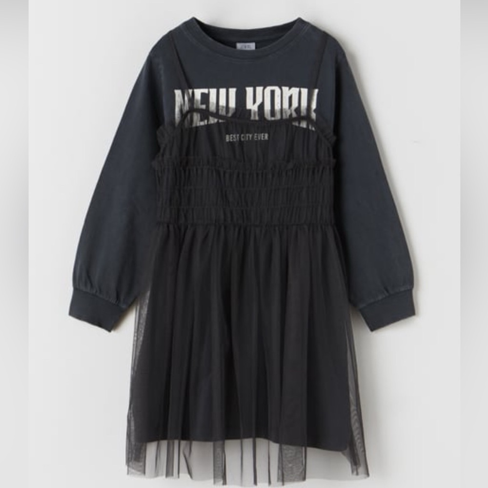 Zara New York Sweatshirt Tulle Dress